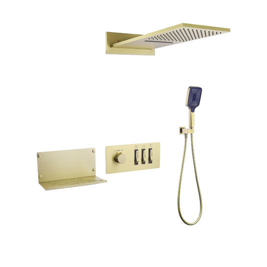Thermostatische Inbouw Regendoucheset - Toronto - Geborsteld goud