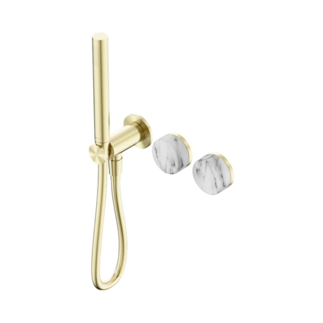 Inbouw douchemengkraan – Sorrento – Arabescato Corchia – Staafhanddouche – Zonder achterplaat – Brushed gold