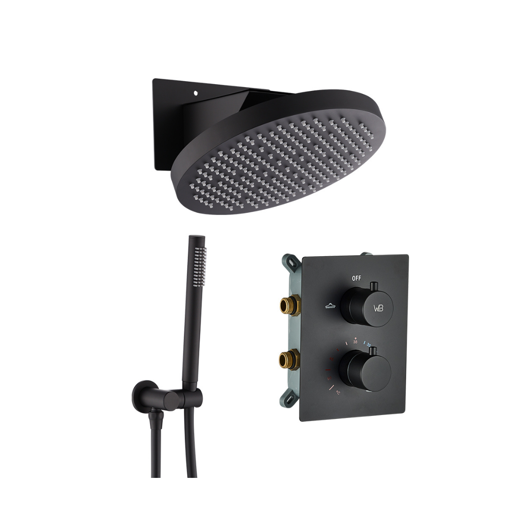 Thermostatische Inbouw Regendoucheset - Claudia - Zwart
