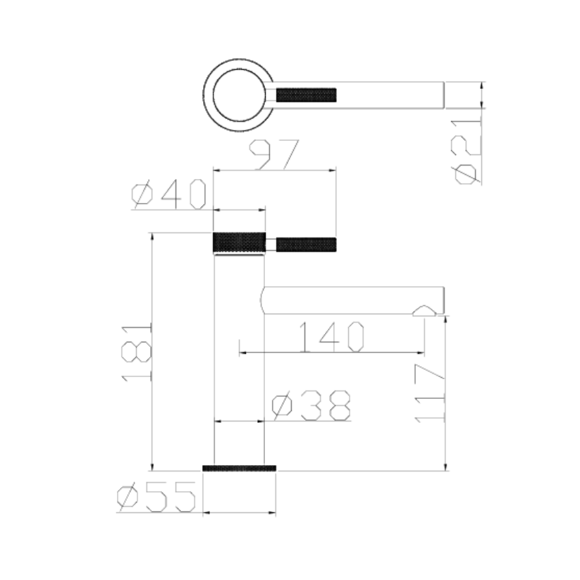 Opbouw wastafelkraan Taylor - Mat zwart