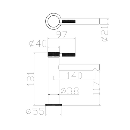 Opbouw wastafelkraan Taylor - Mat zwart