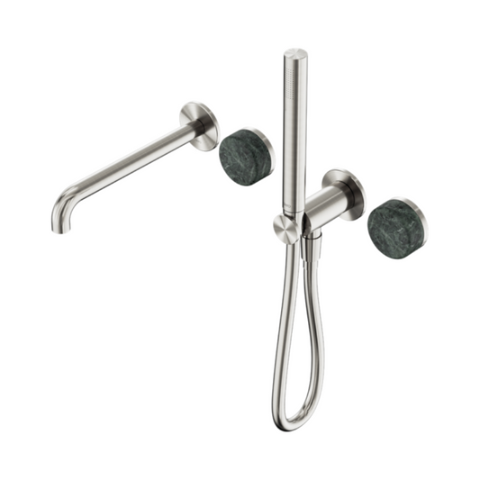 Inbouw badmengkraan Sorrento - Verde alpi - Staafhanddouche en uitloop - Zonder achterplaat - Brushed nickel