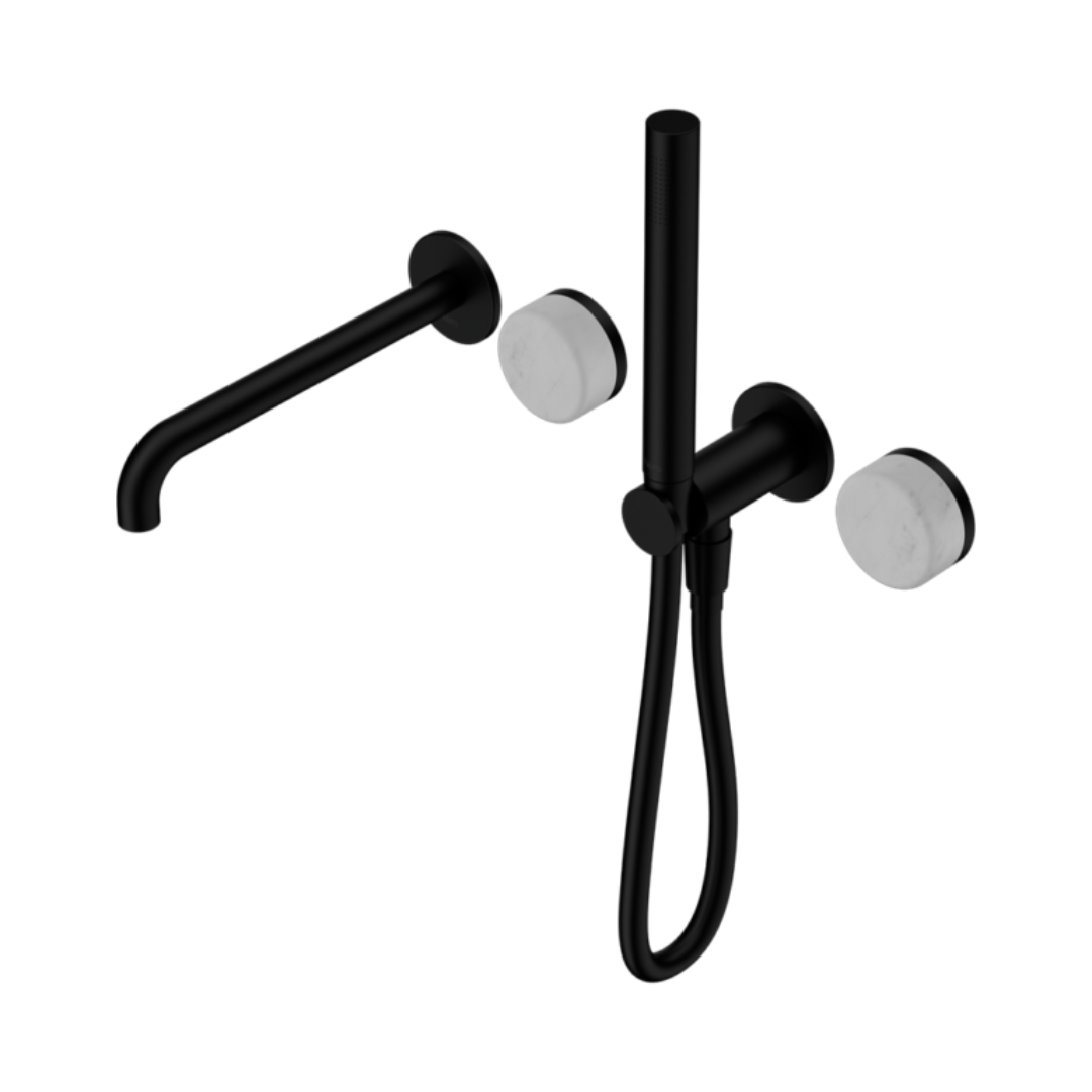 Inbouw badmengkraan Sorrento - Carrara - Staafhanddouche en uitloop - Zonder achterplaat - Matte black