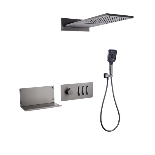 Thermostatische Inbouw Regendoucheset - Toronto - Gunmetal grey