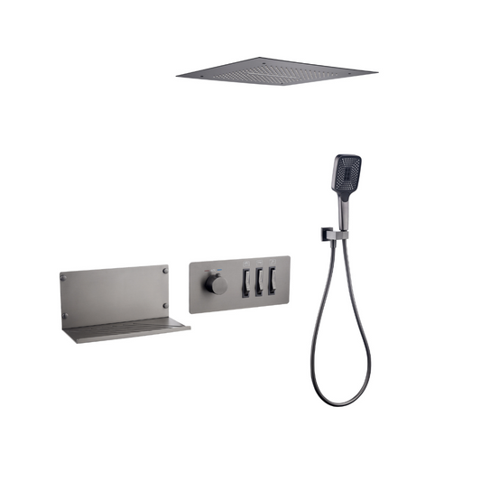 Thermostatische Inbouw Regendoucheset - Federico - Gunmetal grey