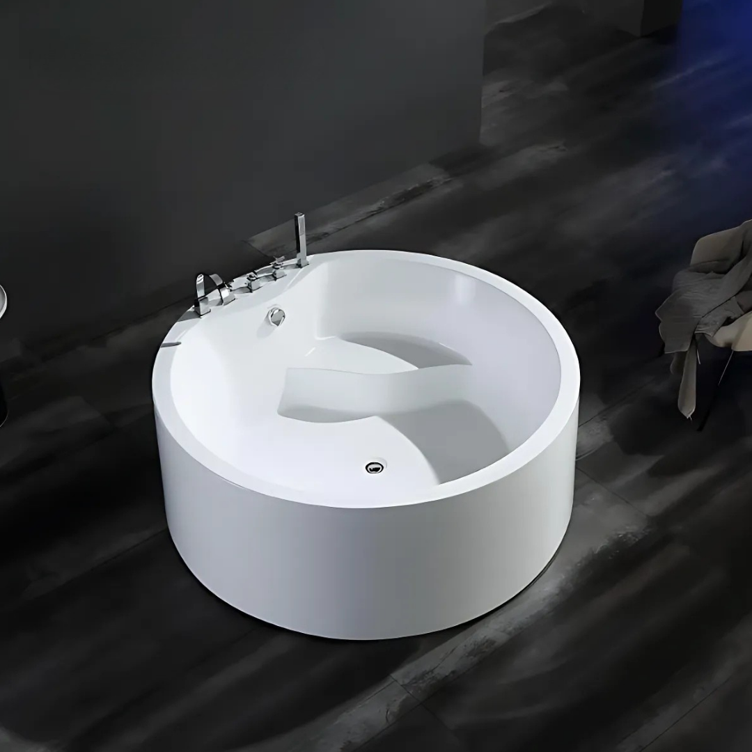 Vrijstaand Rond Massagebad – Amalfi – Glans Wit – 154x154x58 cm