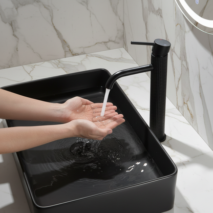 Hoge wastafelkraan Angelica - Mat zwart - 30,5 × 5,5 × 19 cm