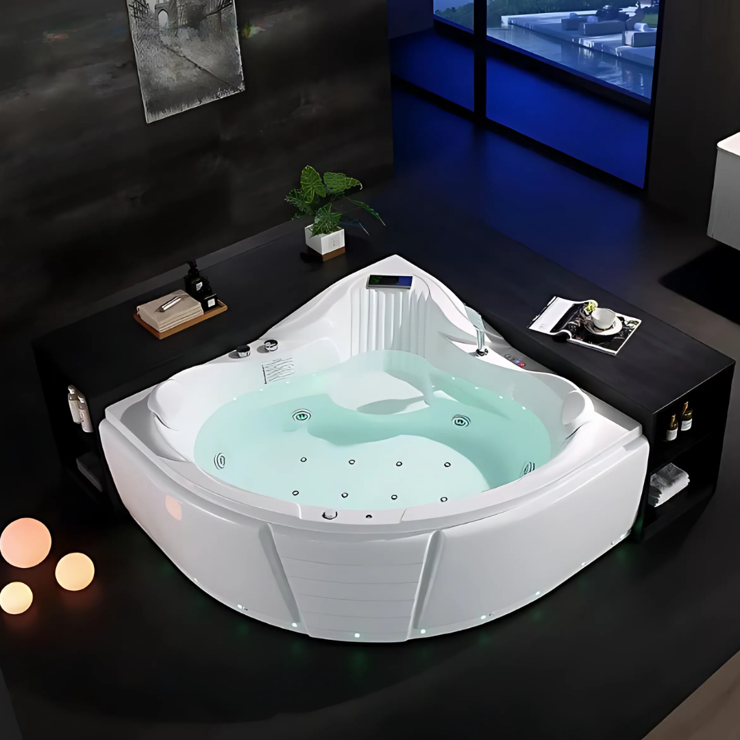 Hoekbad Massagebad – Montecarlo – Glans Wit – 155x155x72 cm