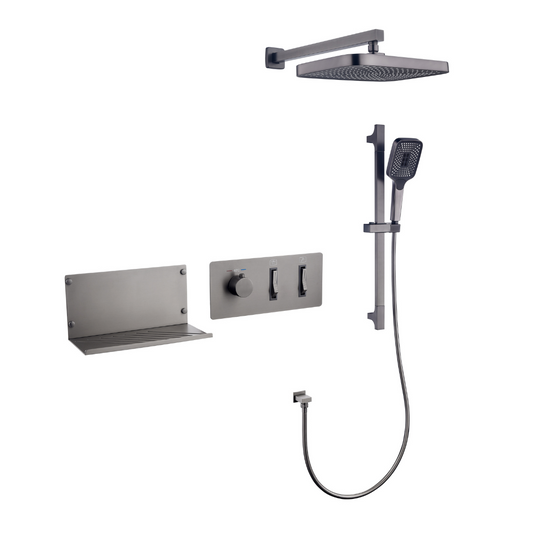 Thermostatische Inbouw Regendoucheset - Dante - Gunmetal grey