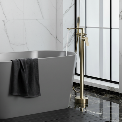 Vrijstaande badkraan Emilia - Geborsteld goud - 88 × 22 × 16 cm