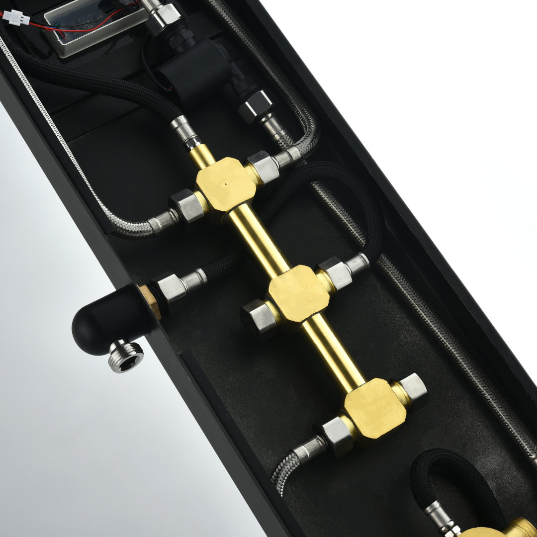 Douchepaneel Elena - LED - Digitaal display - Mat zwart- 145 × 18 × 65 cm