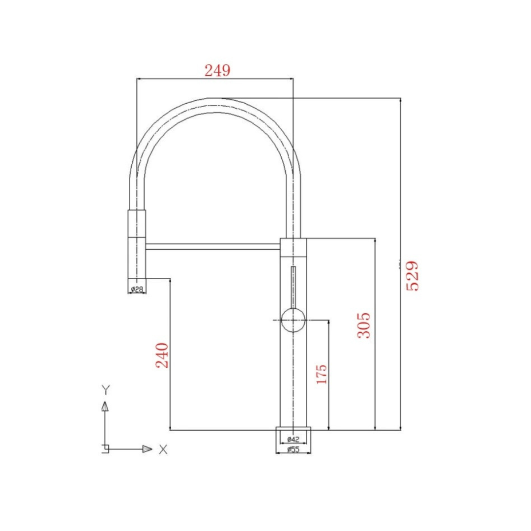Semi-professionele Keukenkraan Angelica – Uittrekbare Uitloop – Geborsteld goud - 52.9 × 24.9 × 5.5 cm