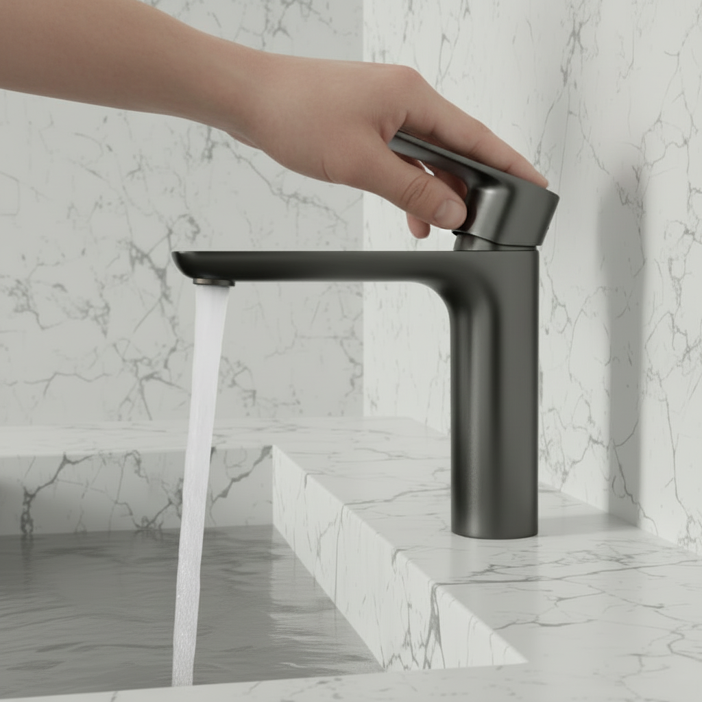 Silvio Opbouw Wastafelkraan — Gunmetal Grey