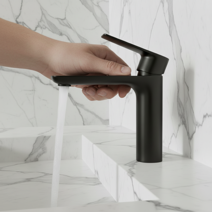 Silvio Opbouw Wastafelkraan — Mat zwart