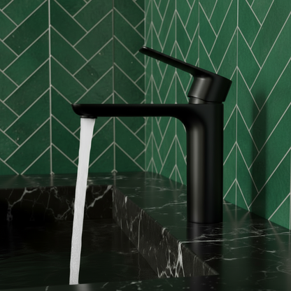 Opbouw wastafelkraan Silvio – Mat zwart - 14 × 16,5 × 4,3 cm