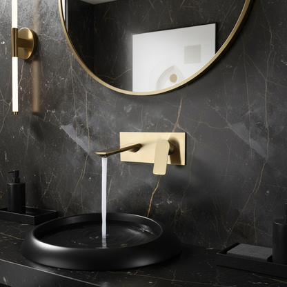 Inbouw wastafelkraan Silvio – Geborsteld goud - Incl. inbouwdeel - 25 × 10 × 20 cm