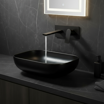 Inbouw wastafelkraan Silvio – Mat zwart - Incl. inbouwdeel - 25 × 10 × 20 cm