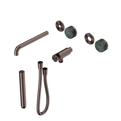 Inbouw badmengkraan Sorrento - Verde alpi - Staafhanddouche en uitloop - Zonder achterplaat - Brushed bronze