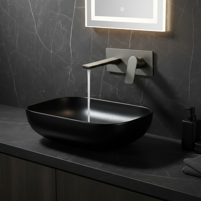 Inbouw wastafelkraan Silvio – Gunmetal grey - Incl. inbouwdeel - 25 × 10 × 20 cm