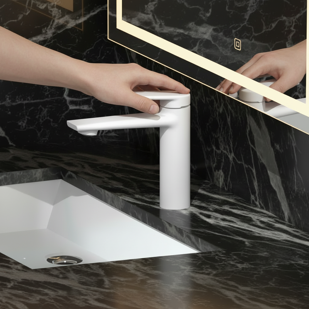 Diego Robinet de lavabo à poser — Blanc mat