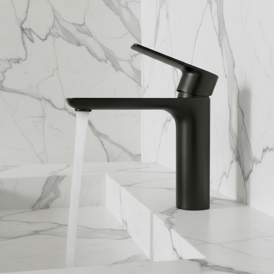 Opbouw wastafelkraan Silvio – Mat zwart - 14 × 16,5 × 4,3 cm