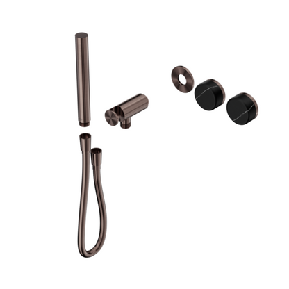 Inbouw douchemengkraan – Sorrento – Marquina Black – Staafhanddouche – Zonder achterplaat – Brushed bronze