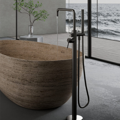 Vrijstaande badmengkraan Capri - Staafhanddouche - Brushed gold