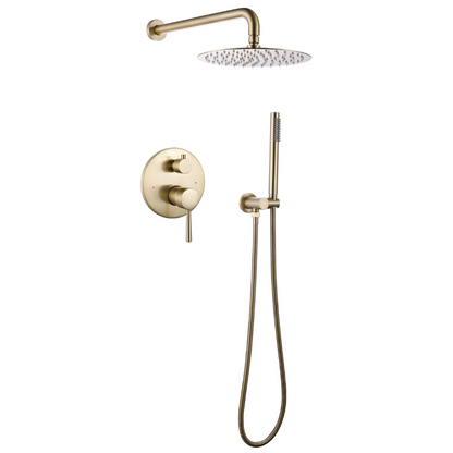 Inbouw Regendoucheset Vincent – Staafhanddouche – Geborsteld goud - Incl. inbouwdeel