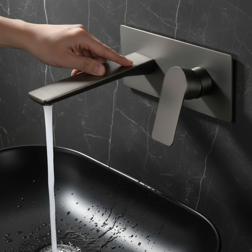 Silvio Inbouw Wastafelsysteem — Gunmetal Grey