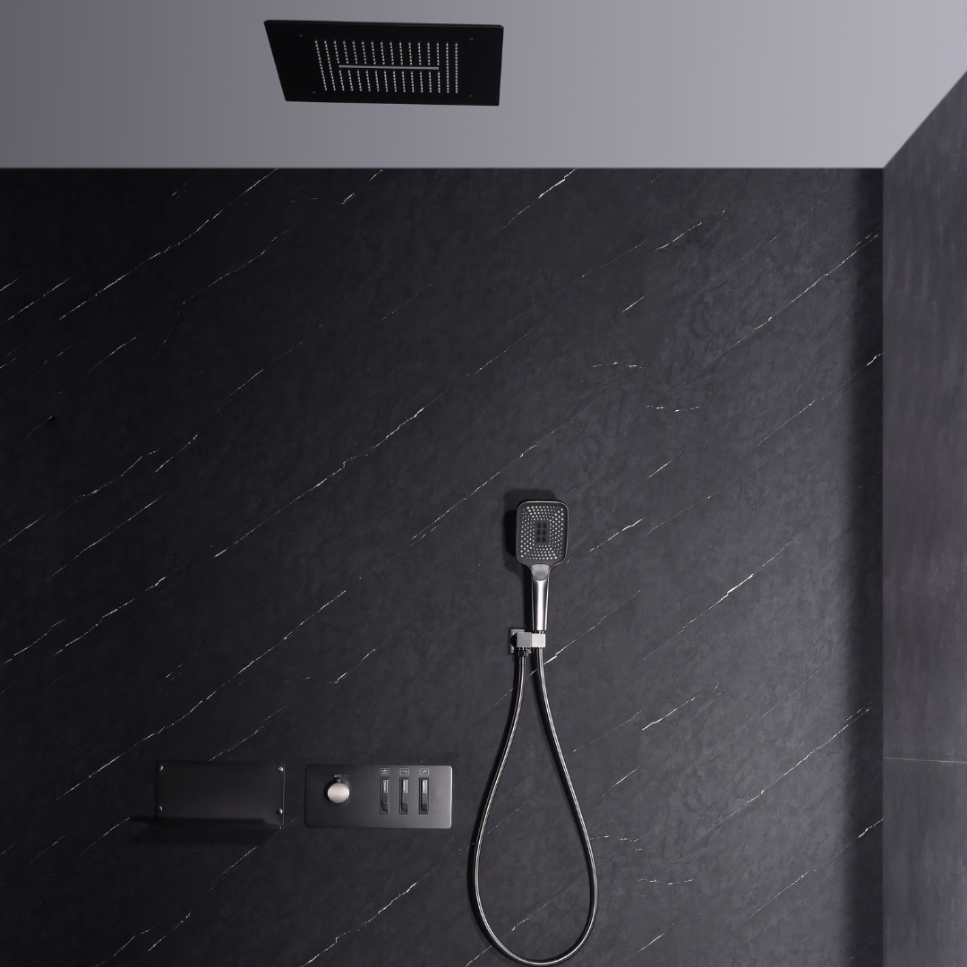 Thermostatische Inbouw Regendoucheset - Federico - Gunmetal grey