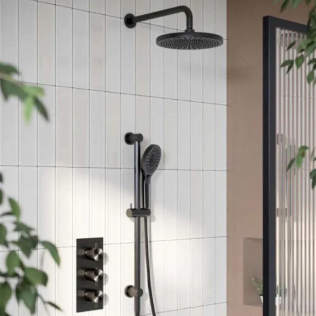 Thermostatiche inbouw regendoucheset Valencia - Air shower II - Graphite