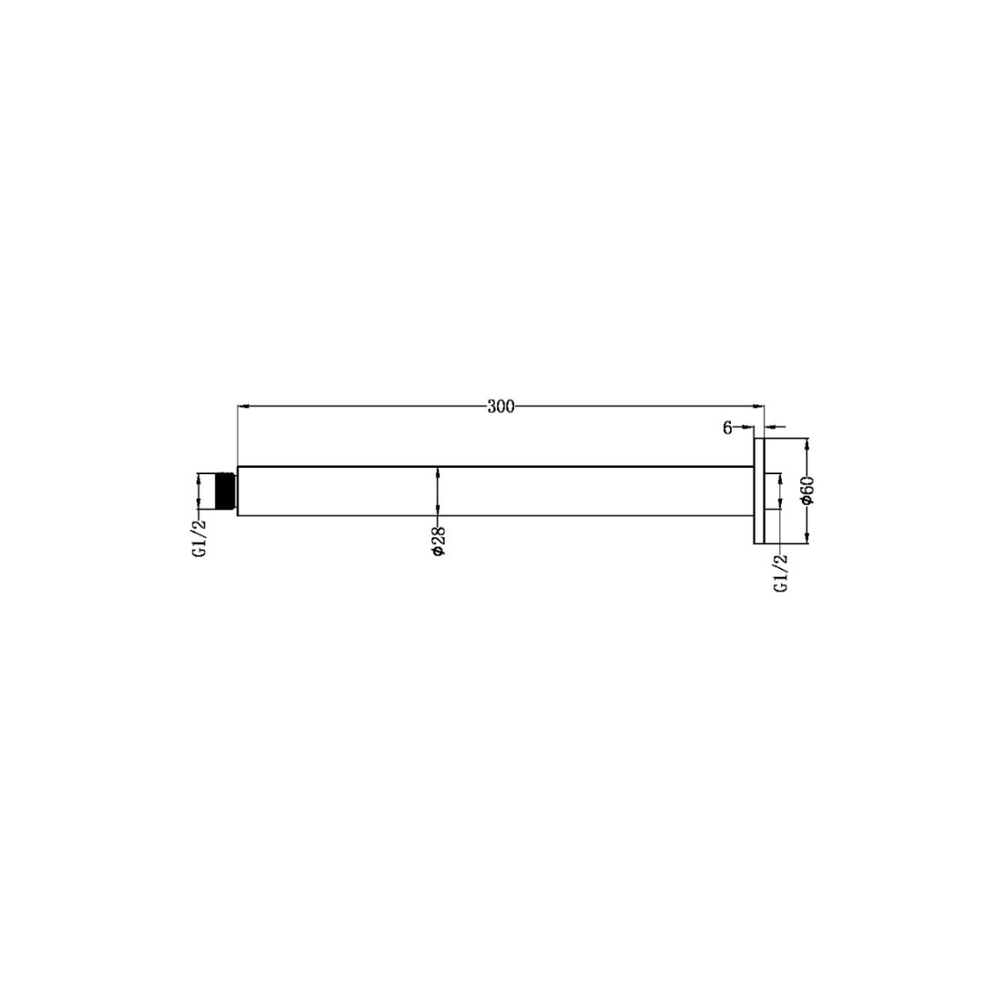 Plafondarm Capri - Brushed gold – 300 mm