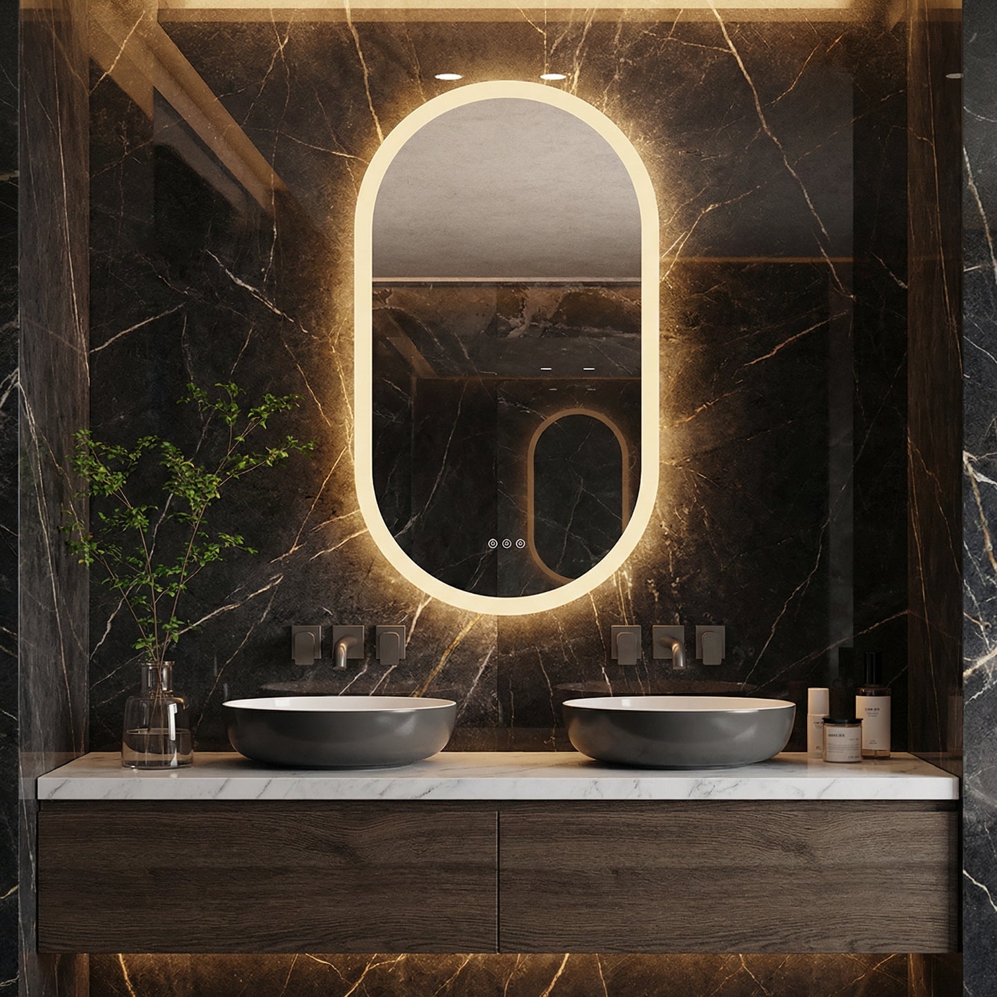 LED Badkamerspiegel Bianca —  50x100 — Horizontaal of verticaal