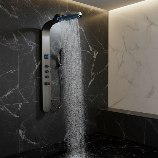 Douchepaneel Elena - LED - Digitaal display - Gunmetal grey - 145 × 18 × 65 cm