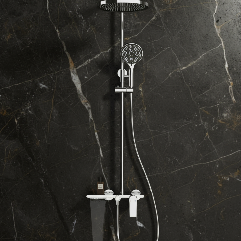 Opbouw regendoucheset Cynthia - Chroom- 130 × 35 × 25 cm