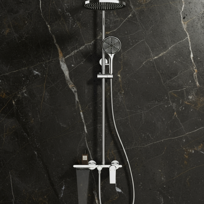 Opbouw regendoucheset Cynthia - Chroom- 130 × 35 × 25 cm