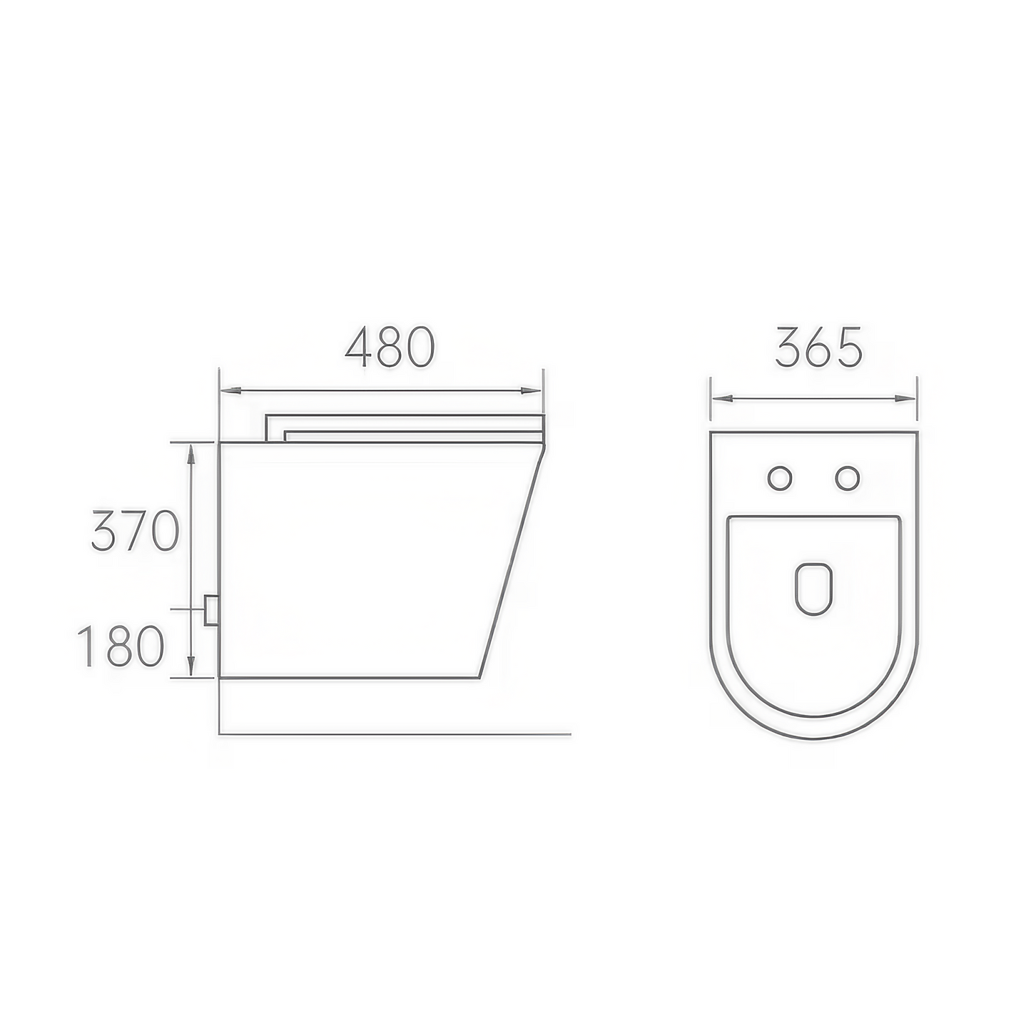 Opbouw Hangend Toilet - Paris - Mat Zwart - 480x365x370mm