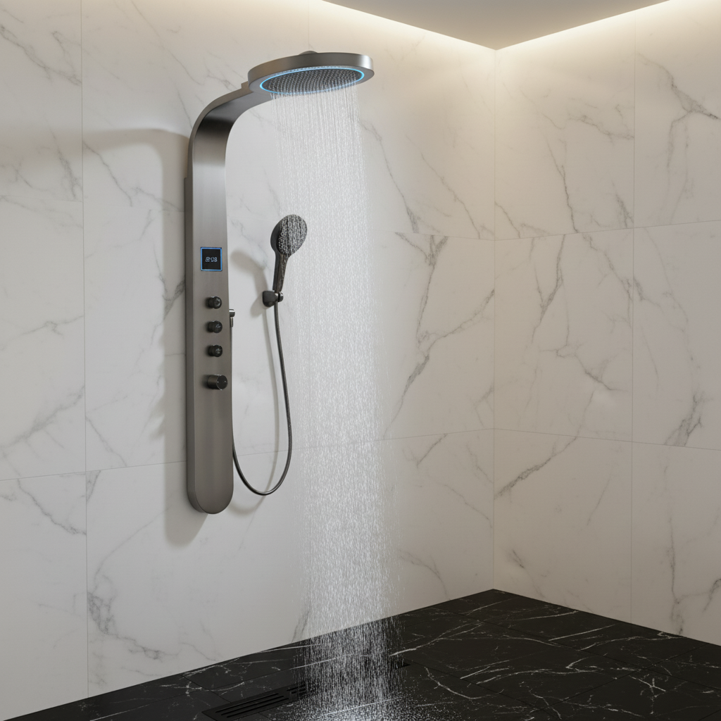 Douchepaneel Elena - LED - Digitaal display - Gunmetal grey - 145 × 18 × 65 cm