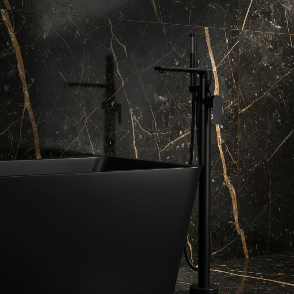 Vrijstaande badkraan Emilia - Mat zwart - 88 × 22 × 16 cm