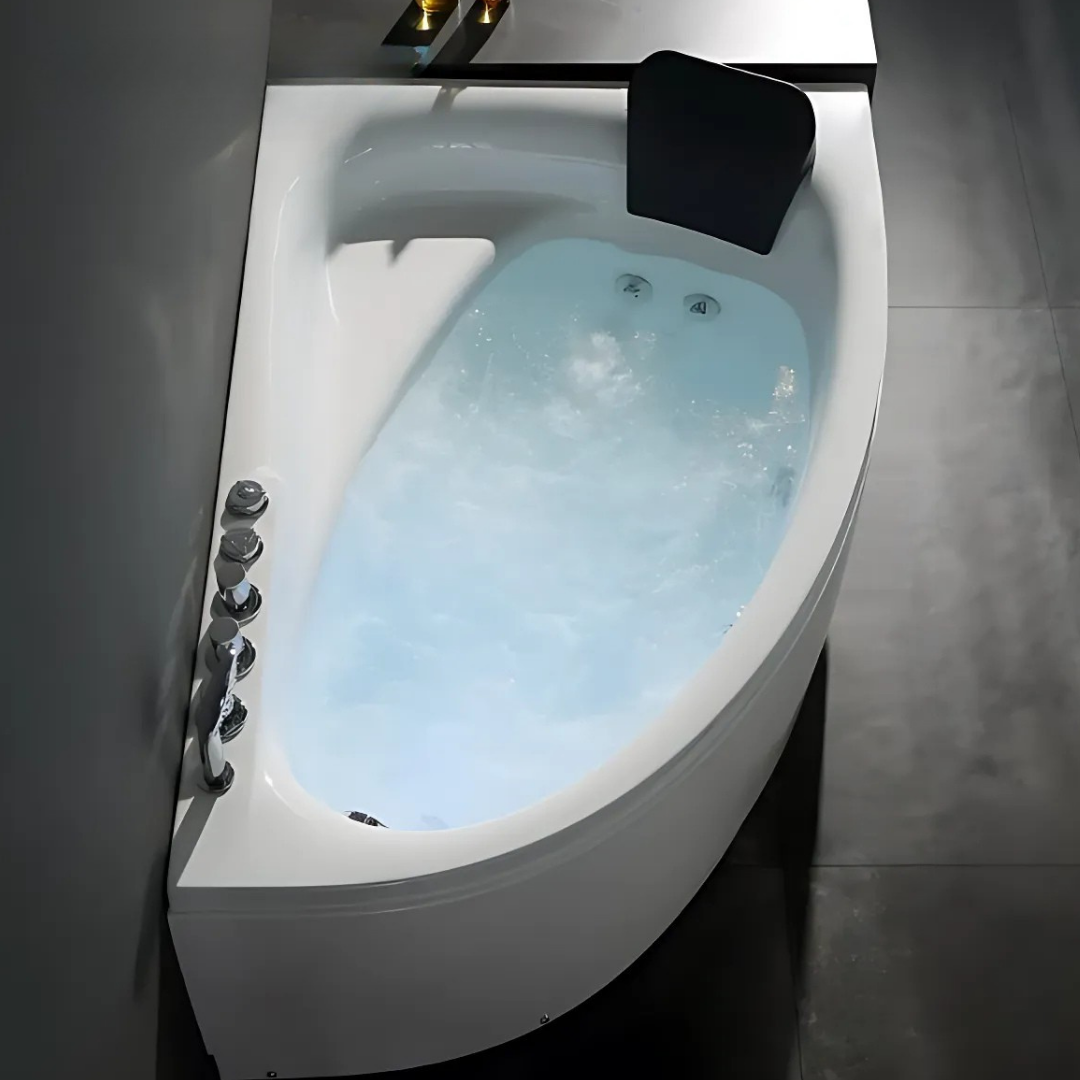 Hoekbad Massagebad – Leonardo – Glans Wit – 150x100x65 cm