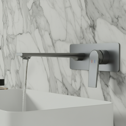 Inbouw wastafelkraan Diego  – Gunmetal grey - Incl. inbouwdeel - 22,5 × 11 × 20 cm