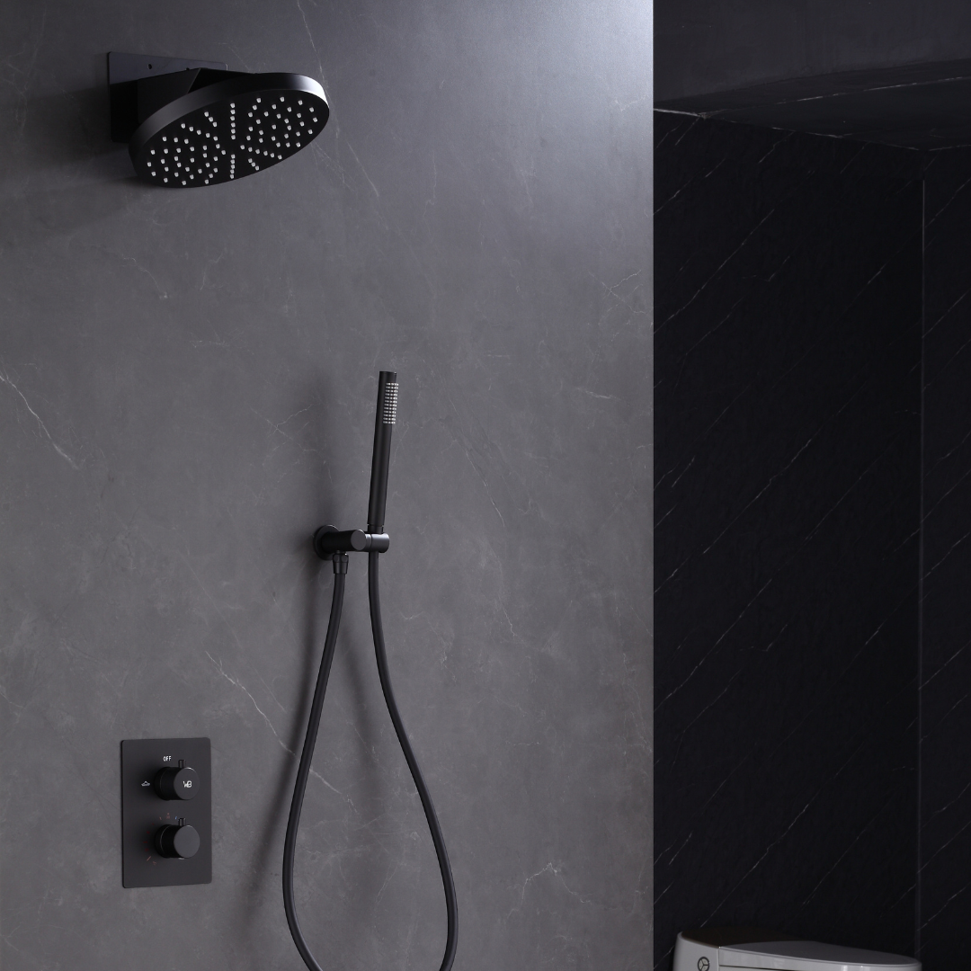 Thermostatische Inbouw Regendoucheset - Claudia - Zwart