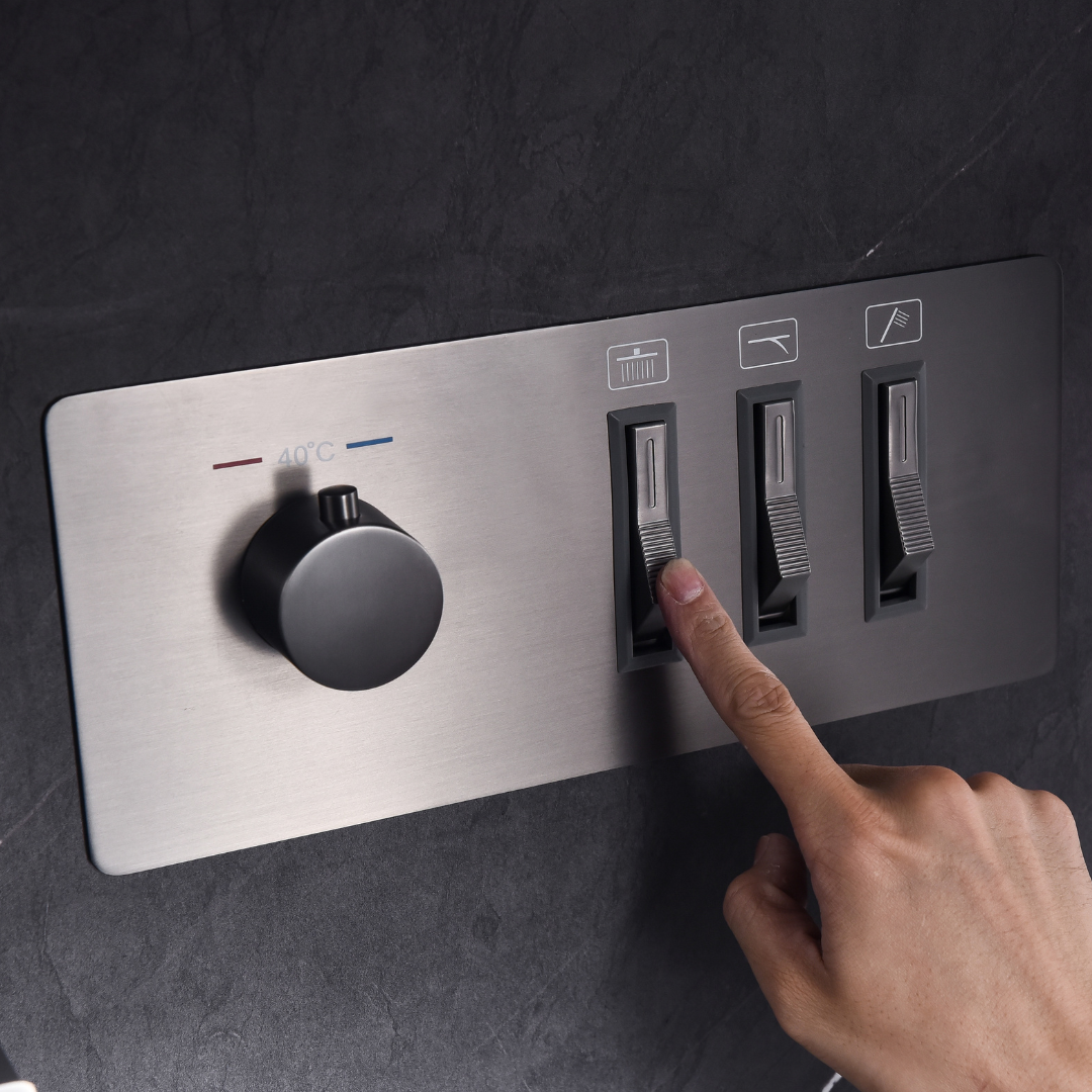 Thermostatische Inbouw Regendoucheset - Federico - Gunmetal grey