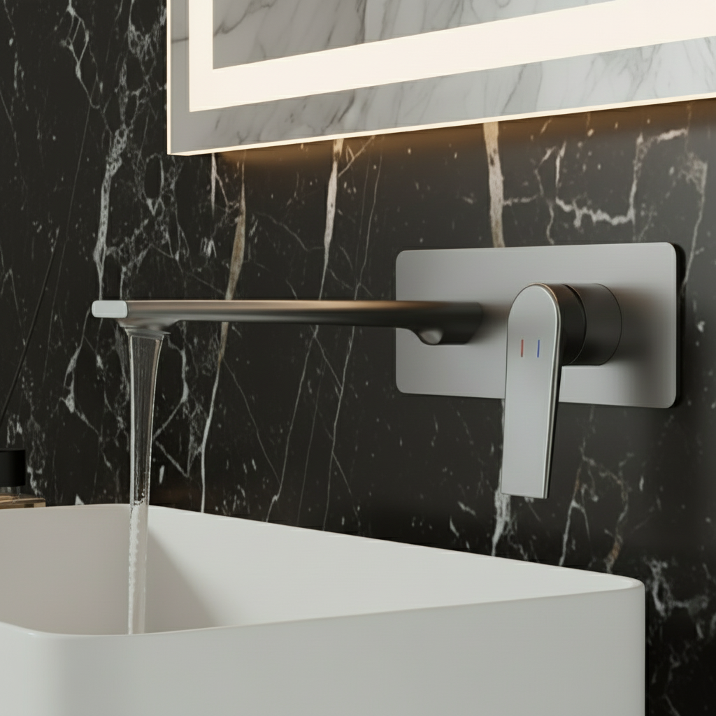 Inbouw wastafelkraan Diego  – Gunmetal grey - Incl. inbouwdeel - 22,5 × 11 × 20 cm