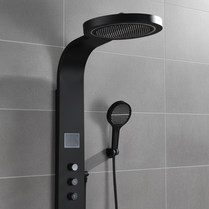 Douchepaneel Elena - LED - Digitaal display - Mat zwart- 145 × 18 × 65 cm