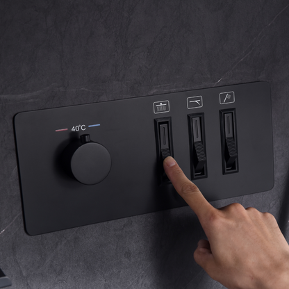 Thermostatische Inbouw Regendoucheset - Toronto - Mat zwart