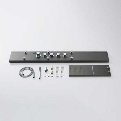 Douchepaneel Manuel – Waterval – Massagejets – Gunmetal grey, Chroom - 150 × 20 × 60 cm