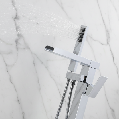 Vrijstaande Badkraan Lisandro – Watervaluitloop –  Chroom- 87 × 22 × 15 cm