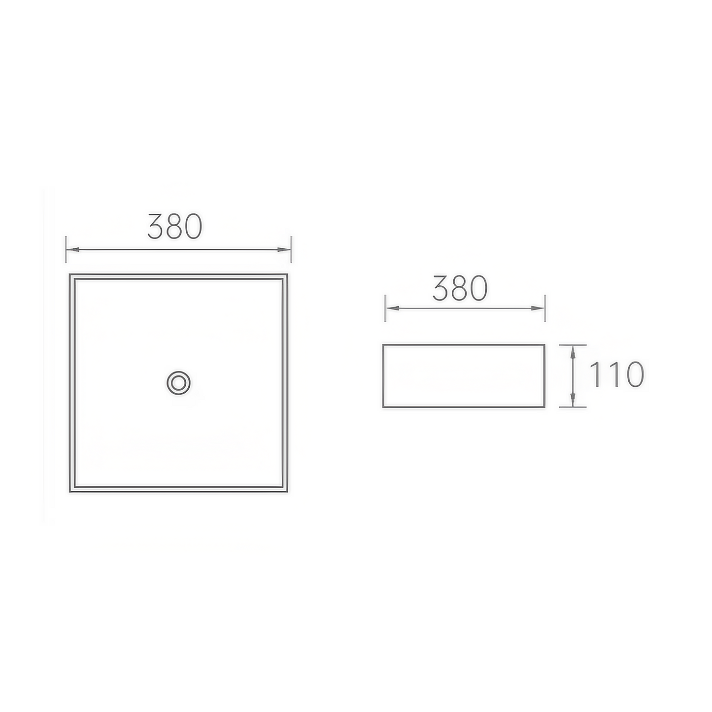 Opzet Waskom - Dante - Mat Zwart - RVS - 380x380x110mm (Vierkant)
