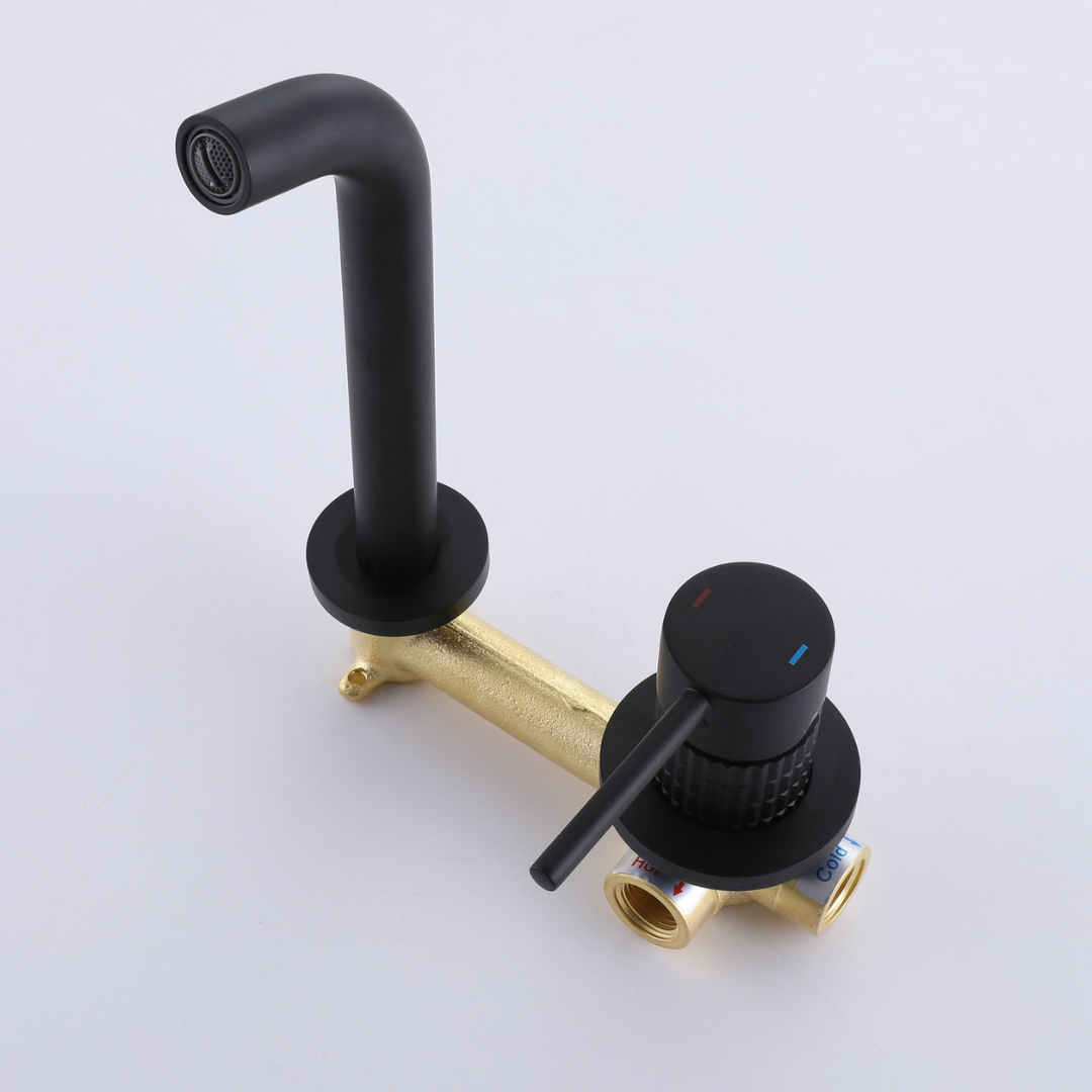 Inbouw wastafelkraan Angelica - Mat zwart - Incl. inbouwdeel - 23 × 20.5 × 10 cm